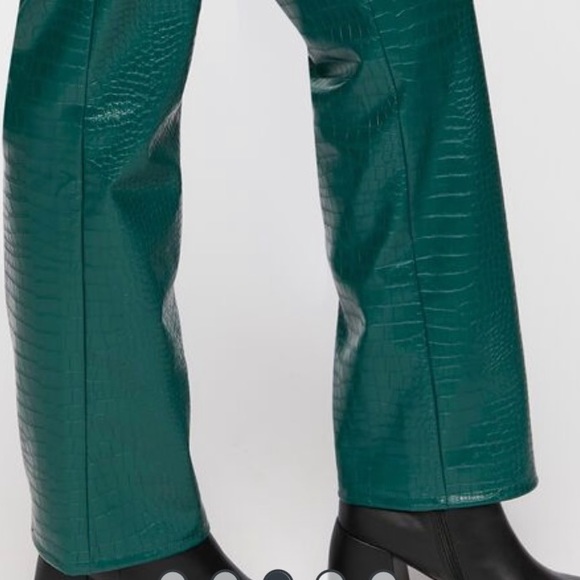 Forever 21 Women Faux Croc Bootcut Pants - Emerald Green XS - Picture 11 of 14